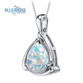 Sterling Silver Rhodium Plated Pendant with One 10mm x 7mm 1.50 Carat